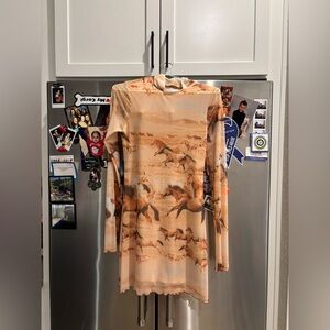 Urban Outfitters Beige and Orange Mesh dress